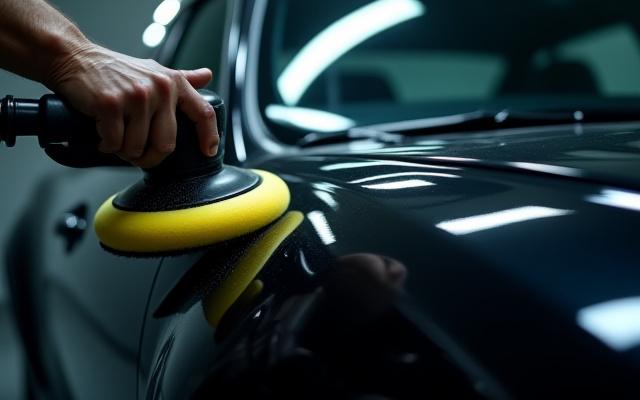 전문가가 폴리싱 작업하는 모습 클로즈업
